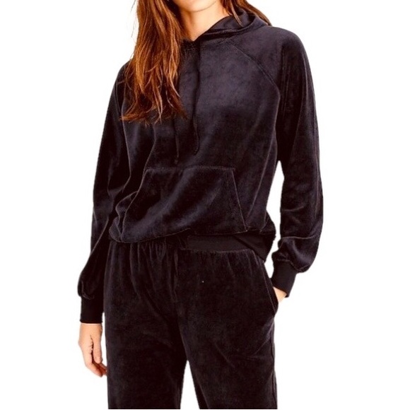 J. Crew Tops - J. Crew | 2021 Relaxed Black Velour Hoodie